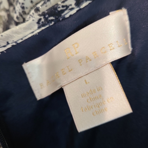 Rachel Parcell Dress Women SZ large blue floral with Metallic flowy ruffle - Picture 3 of 12